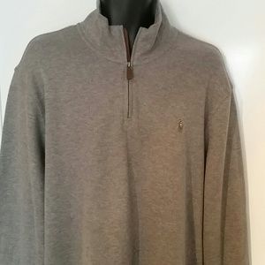 Mens Ralph Lauren Polo Sweater Gray Quarter Zip LT